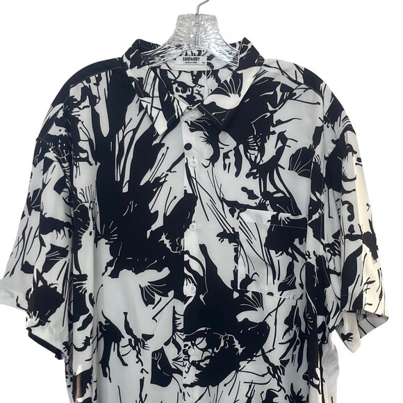 Cofandy Button Front Shirt Mens 3XL Black White New Abstract Print - Picture 3 of 9
